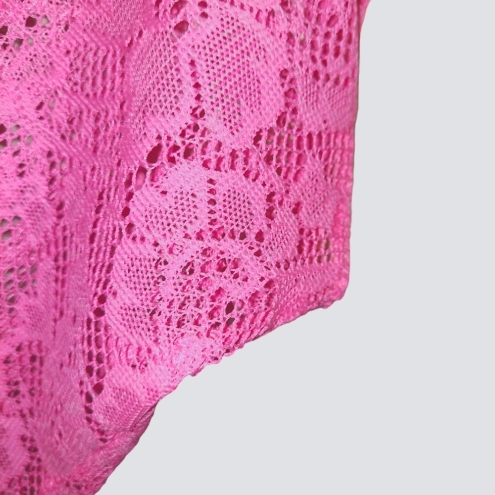 L&B Life Hot Pink Lace 3/4 Sleeve Raglan Top - Picture 3 of 6